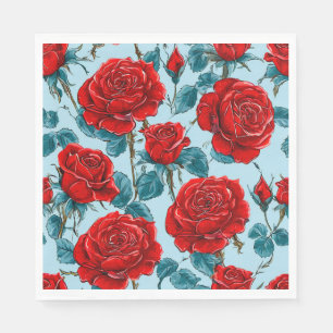 Red roses pattern napkin