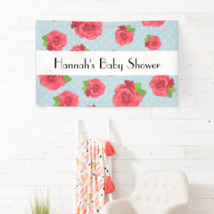 Red Roses, Pattern Of Roses, Flowers, Baby Shower Banner