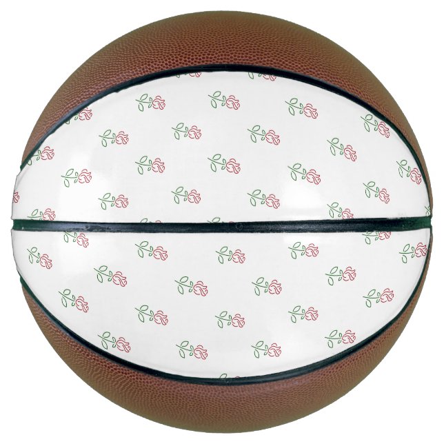 Red Roses, Pattern Of Roses, Flowers Basketball (Front)