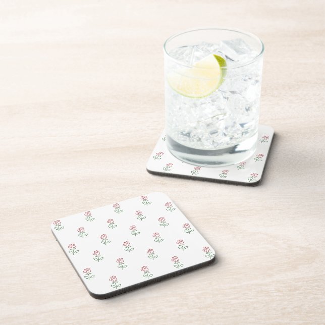 Red Roses, Pattern Of Roses, Flowers Coaster (Right Side)