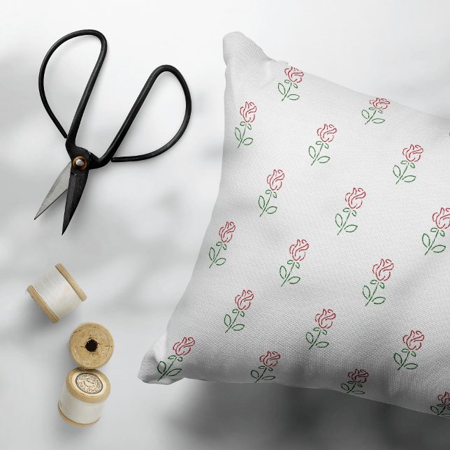 Red Roses, Pattern Of Roses, Flowers Decorative Cushion (Creator Uploaded)