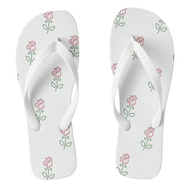 Red Roses, Pattern Of Roses, Flowers Jandals (Footbed)