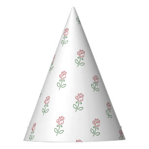 Red Roses, Pattern Of Roses, Flowers Party Hat