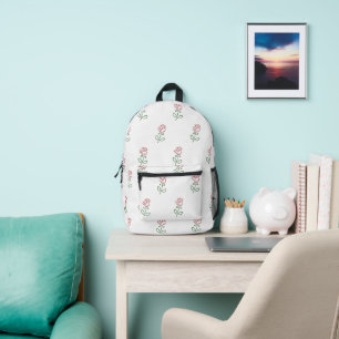 Red Roses, Pattern Of Roses, Flowers Printed Backpack
