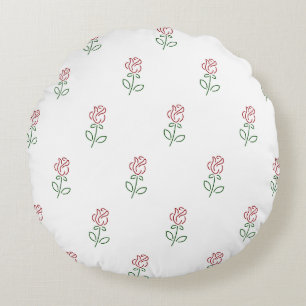 Red Roses, Pattern Of Roses, Flowers Round Cushion