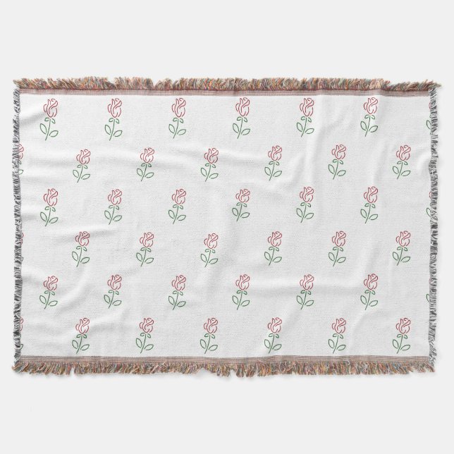Red Roses, Pattern Of Roses, Flowers Throw Blanket (Front)