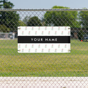 Red Roses, Pattern Of Roses, Your Name Banner