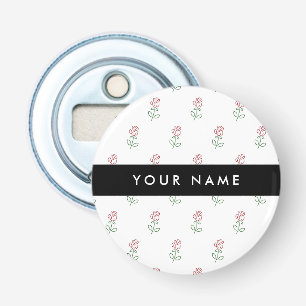 Red Roses, Pattern Of Roses, Your Name Bottle Opener