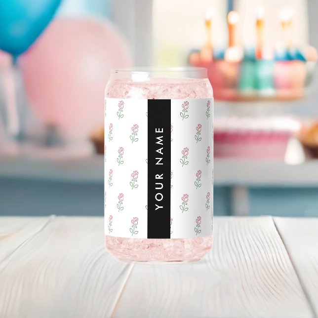 Red Roses, Pattern Of Roses, Your Name Can Glass (Insitu (Baby Shower))