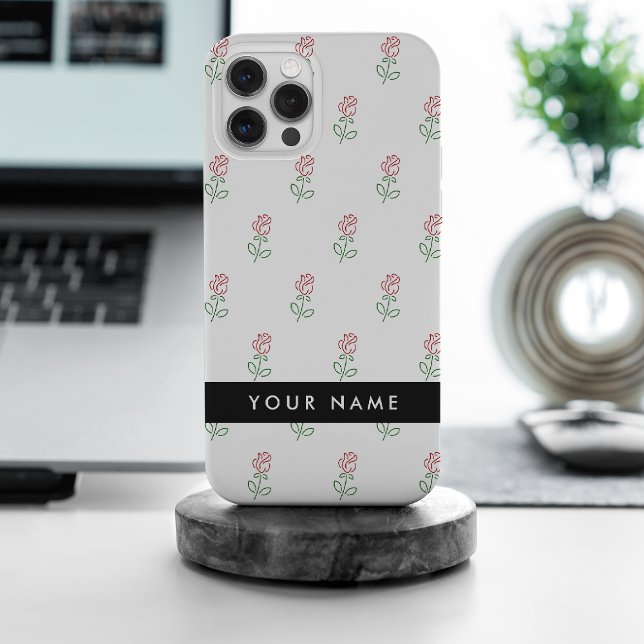 Red Roses, Pattern Of Roses, Your Name Case-Mate iPhone Case (Creator Uploaded)