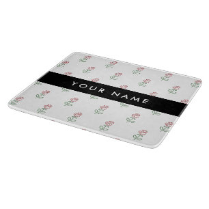 Red Roses, Pattern Of Roses, Your Name Cutting Board