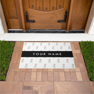 Red Roses, Pattern Of Roses, Your Name Doormat