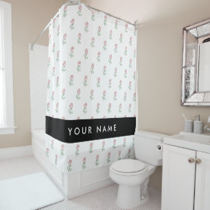 Red Roses, Pattern Of Roses, Your Name Shower Curtain