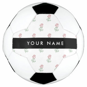 Red Roses, Pattern Of Roses, Your Name Soccer Ball