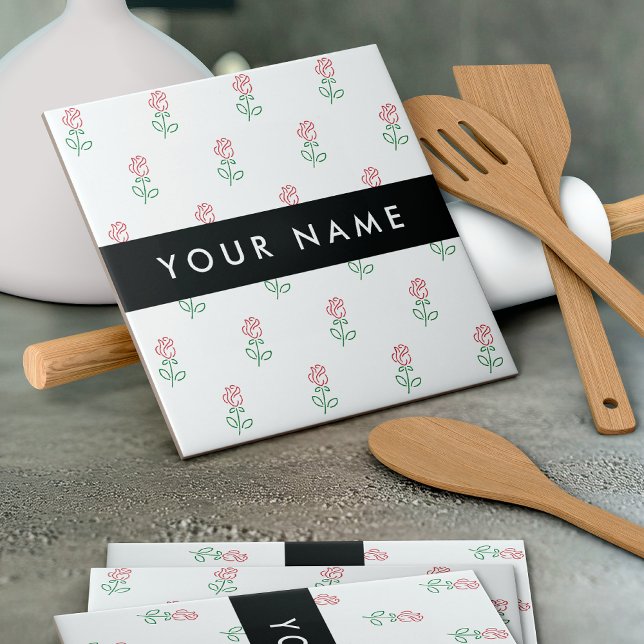 Red Roses, Pattern Of Roses, Your Name Tile (Creator Uploaded)