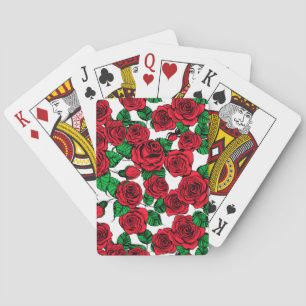 Red roses pattern playing cards