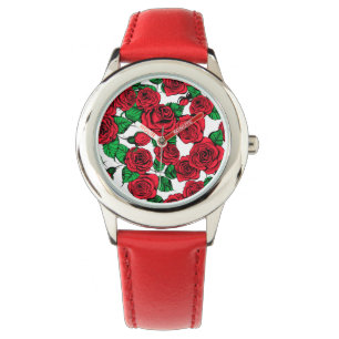Red roses pattern watch