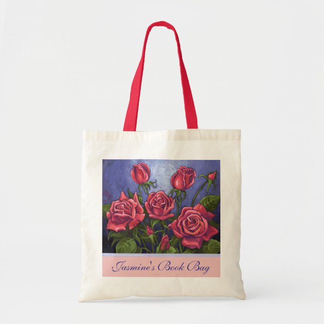 Red Roses Personalise Book Bag (Front)