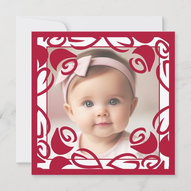 Red Roses Personalised Photo Flat Greeting Card (Front)