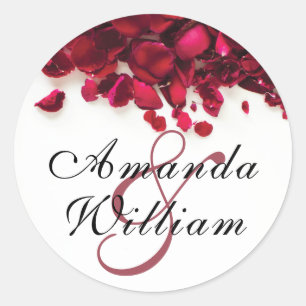 Red Roses  Personalised Wedding Classic Round Sticker
