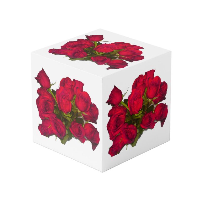 Red Roses Photo Cube (Front Angled)