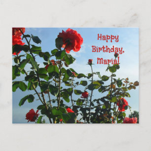Red roses photo greetings birthday flat card