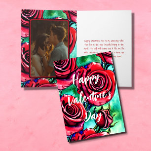 Red Roses Photo Valentine's Day Love to My Wife Holiday Card