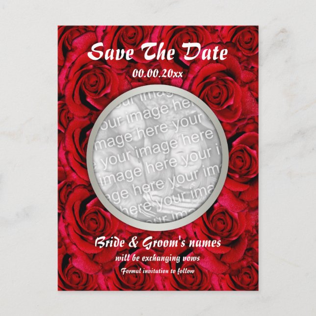 Red roses postcards template - customisable (Front)