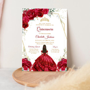 Red Roses Quinceanera Birthday Invitation
