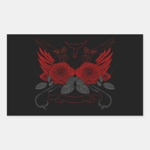 Red Roses Rectangular Sticker
