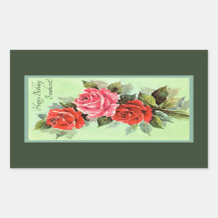 Red Roses Rectangular Sticker