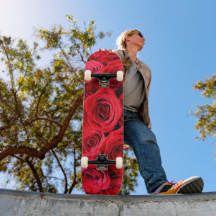 Red Roses red floral photo elegant red flowers Skateboard