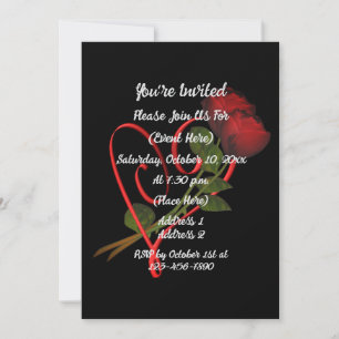 Red Roses Red Heart Black Elegant Invitation