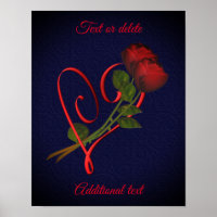 Red Roses Red Heart Elegant Black Add Your Text