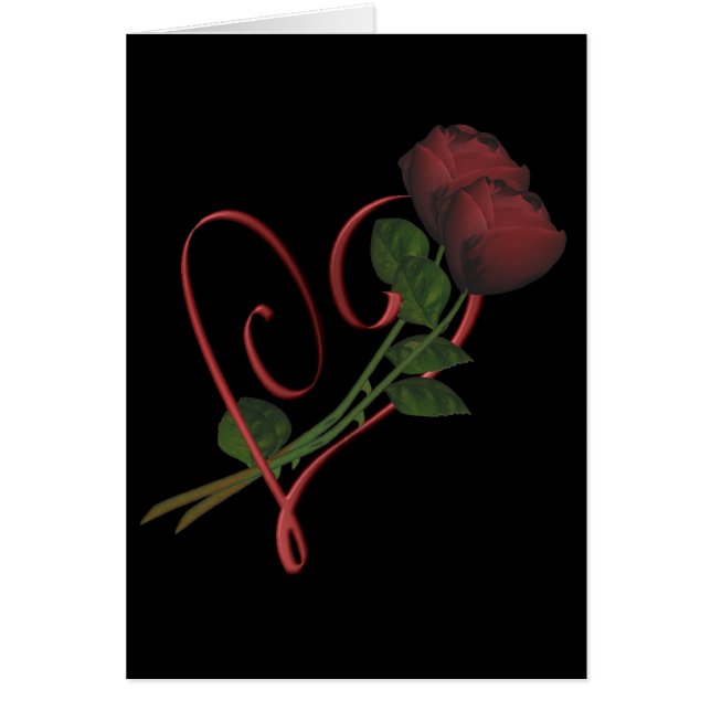 Red Roses Red Heart Elegant Card (Front)