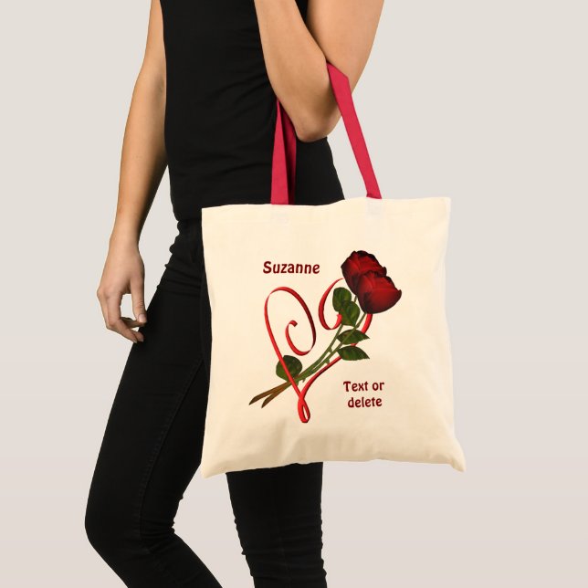 Red Roses Red Heart Personalised Tote Bag (Front (Product))