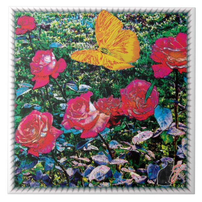 Red Roses Red Roses Ceramic Tile (Front)