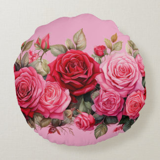 Red roses, Red roses, Round Cushion
