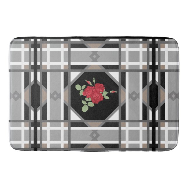Red roses , retro bath mat (Front)