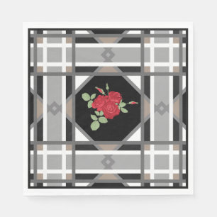 Red roses , retro napkin