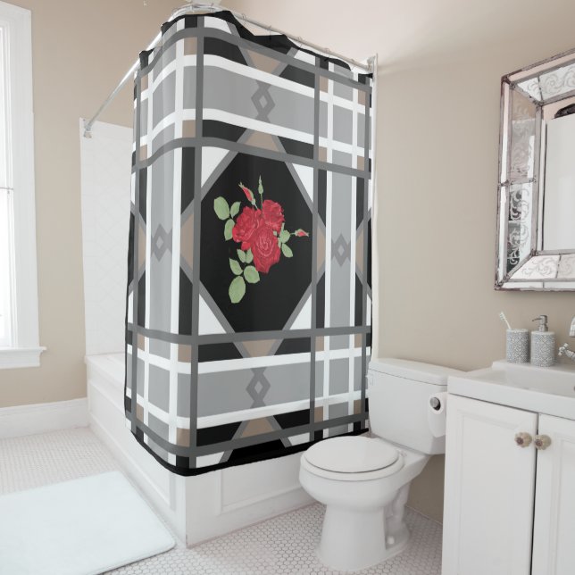 Red roses , retro shower curtain (In Situ)