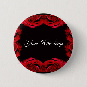 Red roses romantic button (customise add wording)