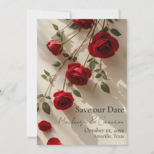 Red Roses Romantic Save our Date for the Wedding Invitation