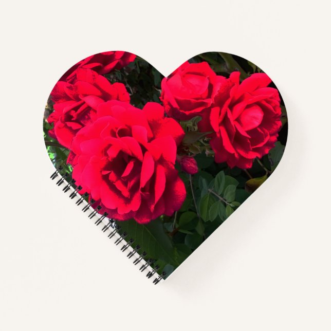 Red Roses Rosarium Heart shaped  Notebook (Front)