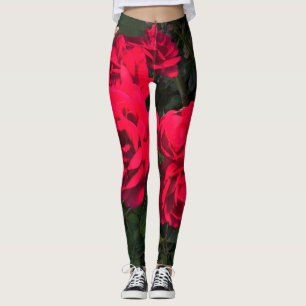 Red Roses Rosarium Leggings
