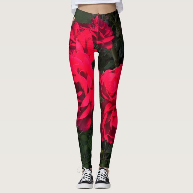 Red Roses Rosarium  Leggings (Front)