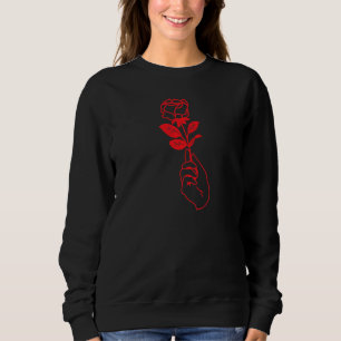 Red Roses Rose Flower Minimalist Floral Hand Cool Sweatshirt