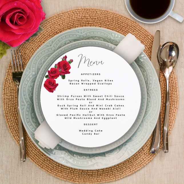 Red Roses Round Wedding Menu Template (Creator Uploaded)
