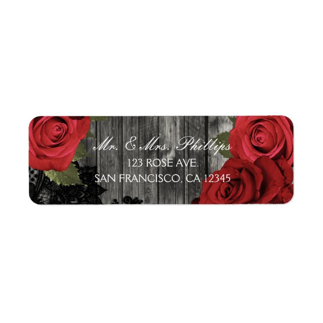 Red Roses Rustic Black Lace Wedding Favour Gift (Front)