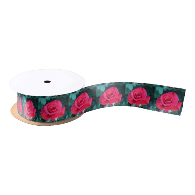 Red Roses Satin Ribbon (Spool)